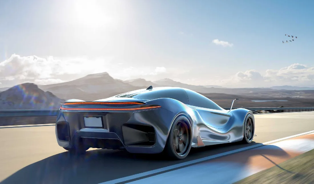 High-performance vehicle on an open road